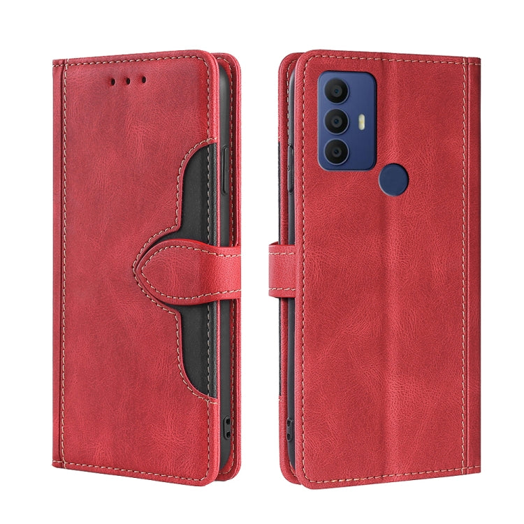 For Sharp Aqous V6/V6 Plus Stitching Skin Feel Magnetic Buckle Horizontal Flip PU Leather Case