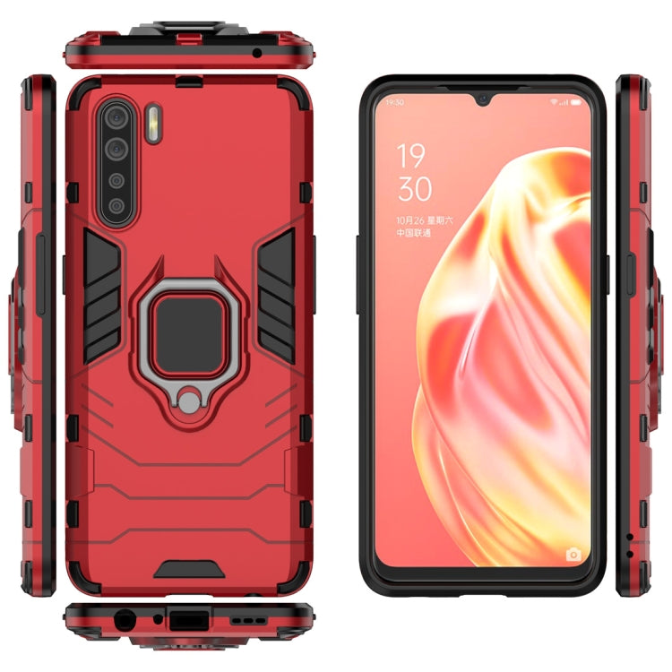 For OPPO A91 PC + TPU Shockproof Protective Case with Magnetic Ring Holder