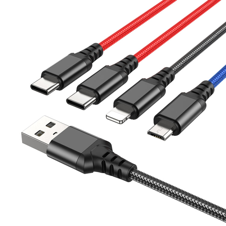 hoco X76 4 in 1 2A Dual USB-C/Type-C +8 Pin + Micro USB Super Charging Cable,Length: 1m