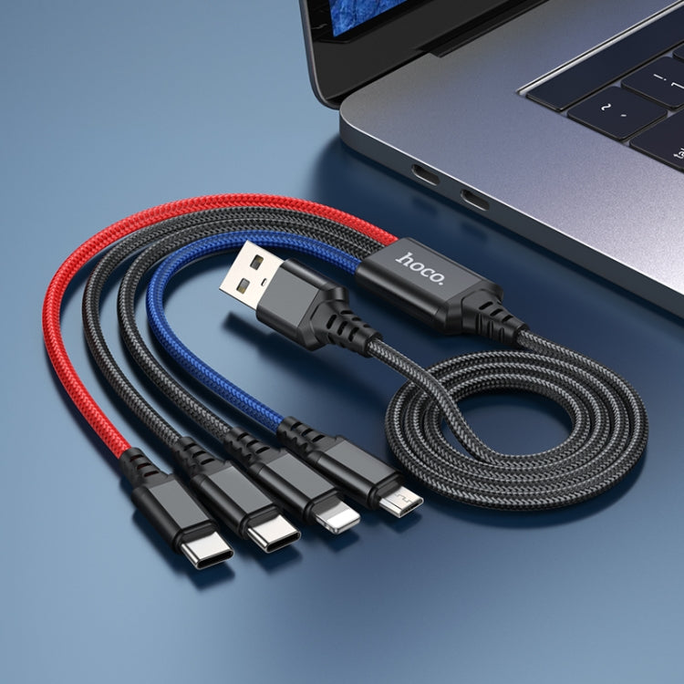hoco X76 4 in 1 2A Dual USB-C/Type-C +8 Pin + Micro USB Super Charging Cable,Length: 1m