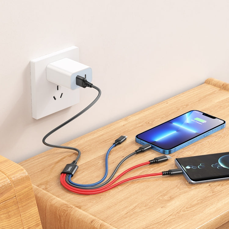 hoco X76 4 in 1 2A Dual USB-C/Type-C +8 Pin + Micro USB Super Charging Cable,Length: 1m