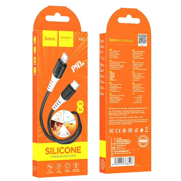 hoco 20W X82 3A PD USB-C / Type-C to 8 Pin Silicone Charging Data Cable,Length: 1m