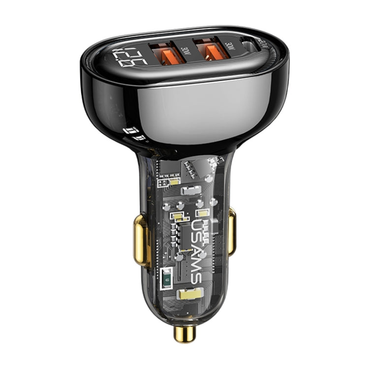 USAMS US-CC159 80W Dual USB + Type-C Digital Display Car Charger