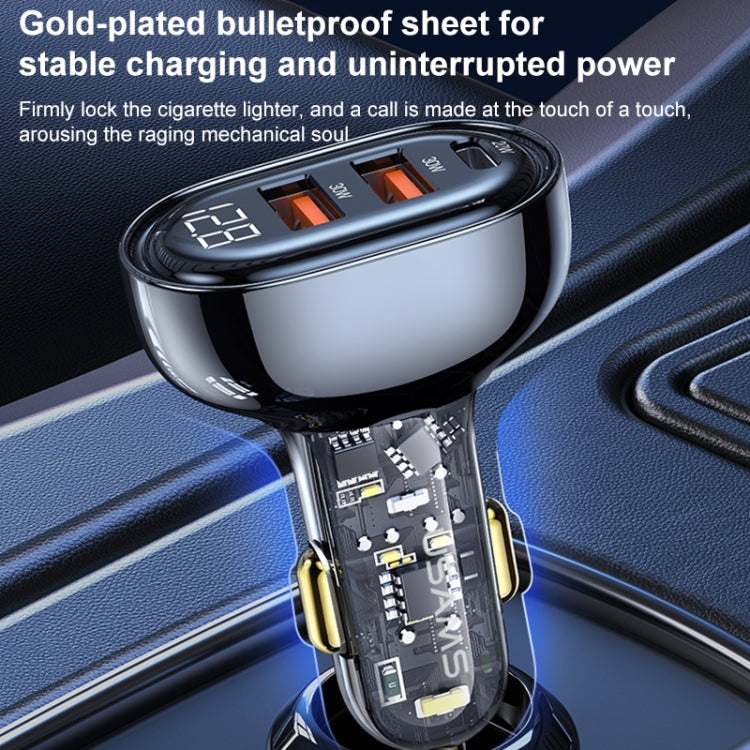 USAMS US-CC159 80W Dual USB + Type-C Digital Display Car Charger