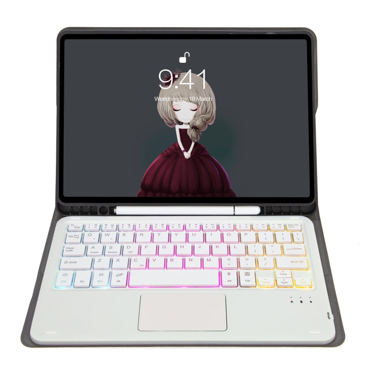 For Samsung Galaxy Tab A8 10.5 (2021) A08B-AS Lambskin Texture Backlight Bluetooth Keyboard Leather Tablet Case