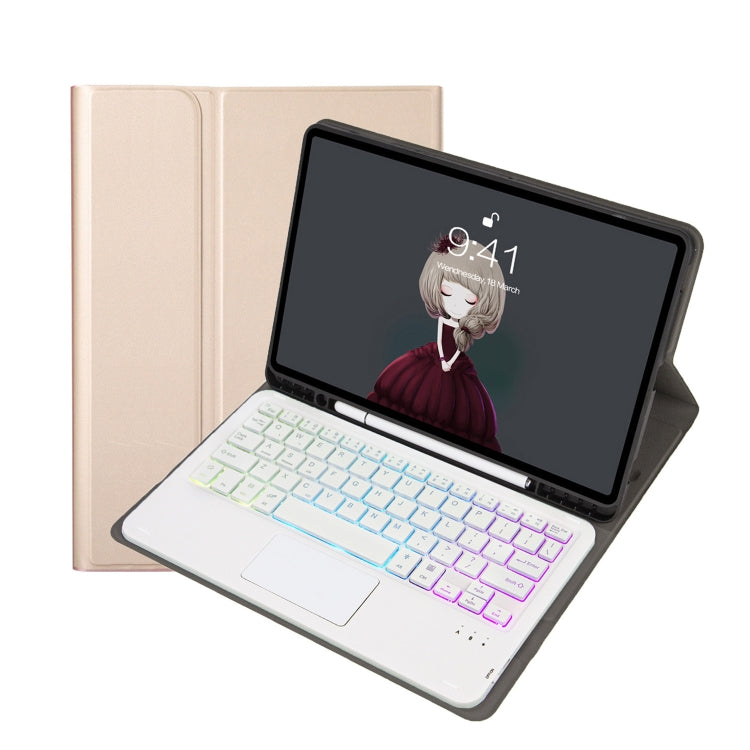 For Samsung Galaxy Tab S6 Lite A610B-AS Lambskin Texture Backlight Bluetooth Keyboard Leather Tablet Case