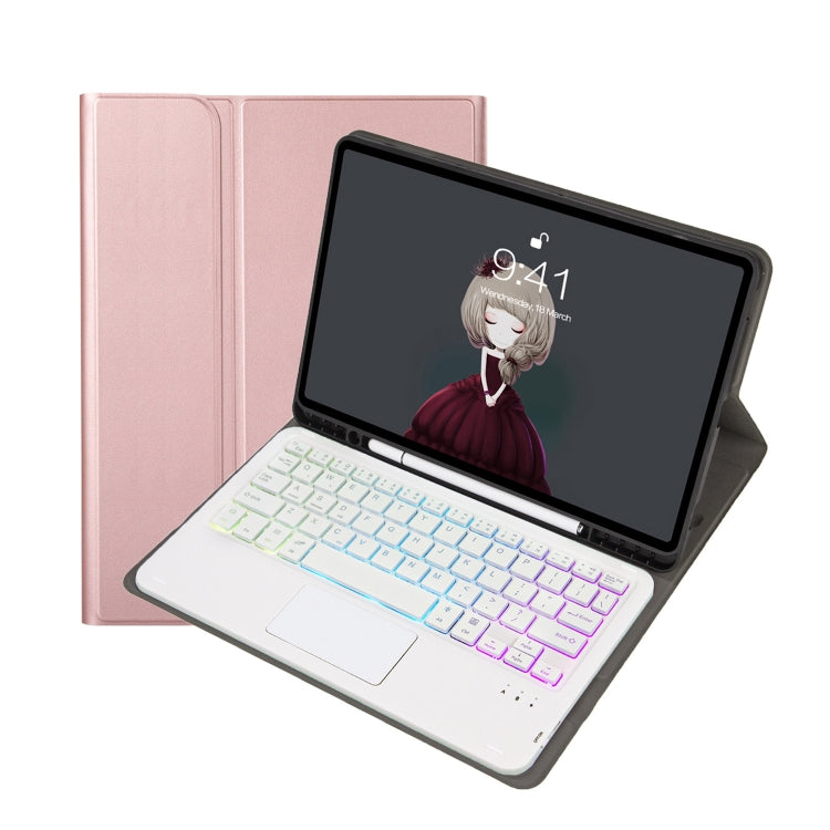 For Samsung Galaxy Tab S6 Lite A610B-AS Lambskin Texture Backlight Bluetooth Keyboard Leather Tablet Case