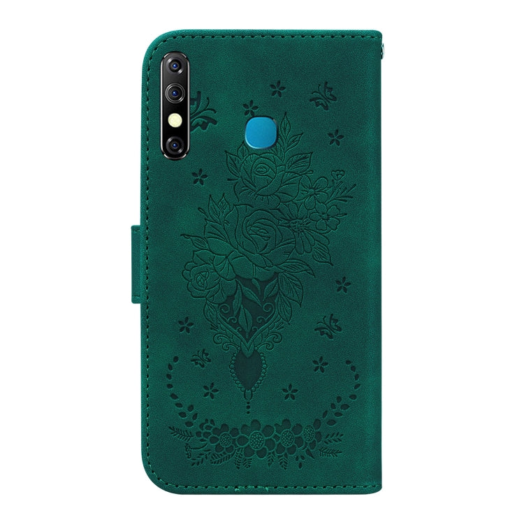 For Infinix Hot 8 X650 CC7 Butterfly Rose Embossed Leather Phone Case