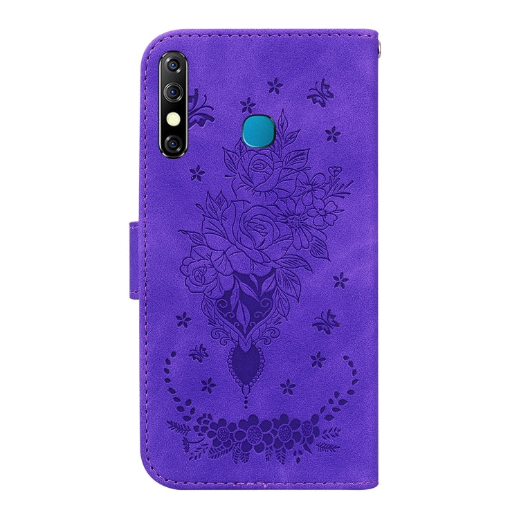 For Infinix Hot 8 X650 CC7 Butterfly Rose Embossed Leather Phone Case