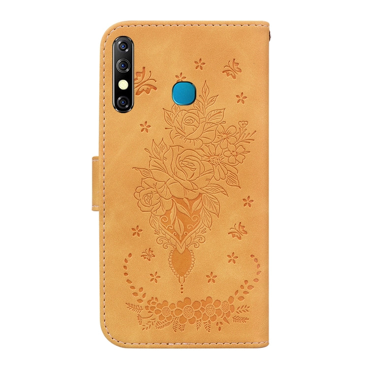 For Infinix Hot 8 X650 CC7 Butterfly Rose Embossed Leather Phone Case