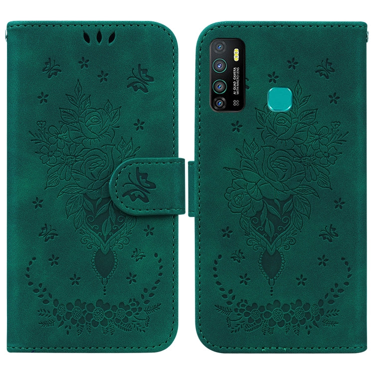 For Infinix Hot 9 X655C / Note 7 Lite Butterfly Rose Embossed Leather Phone Case