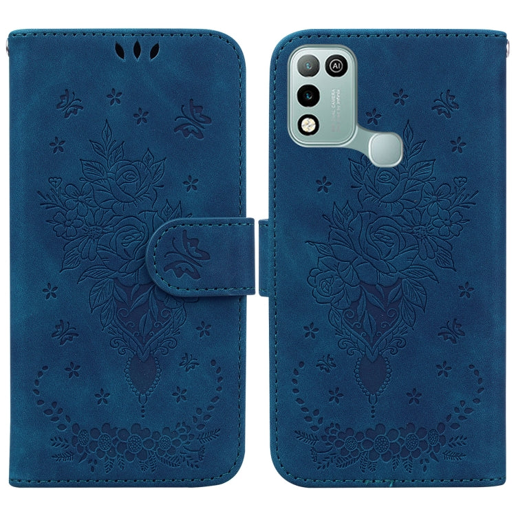 For Infinix Hot 10 Play / Smart 5 India Butterfly Rose Embossed Leather Phone Case