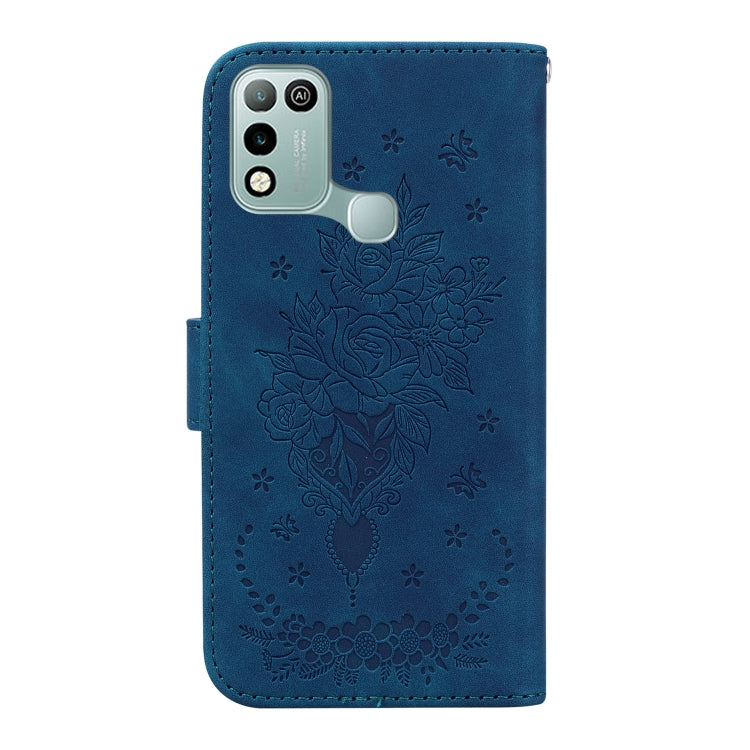 For Infinix Hot 10 Play / Smart 5 India Butterfly Rose Embossed Leather Phone Case