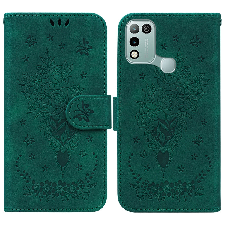 For Infinix Hot 10 Play / Smart 5 India Butterfly Rose Embossed Leather Phone Case