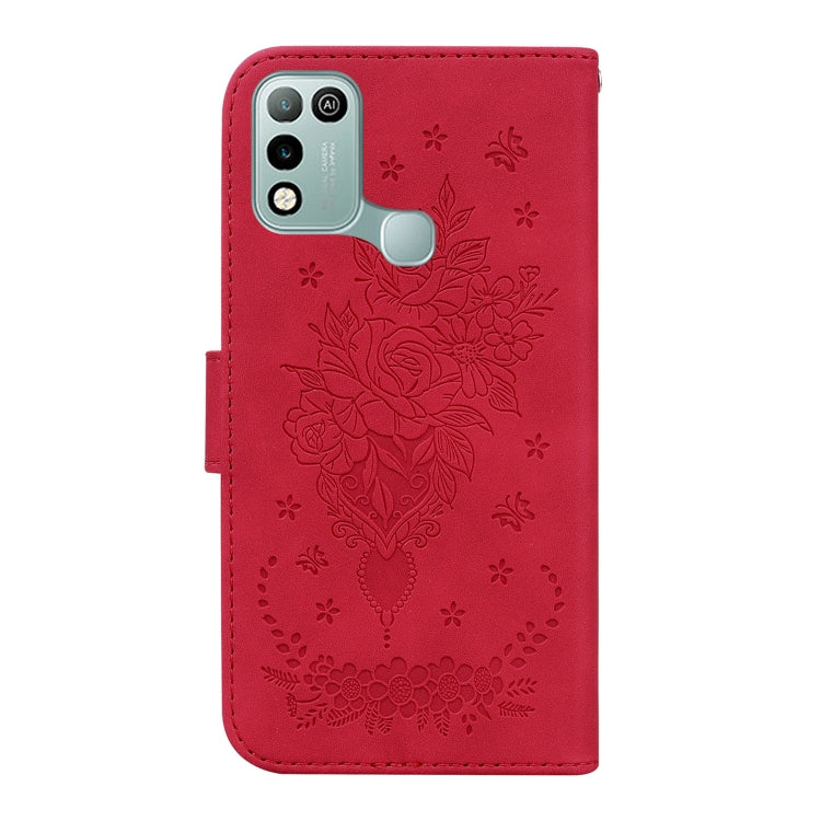 For Infinix Hot 10 Play / Smart 5 India Butterfly Rose Embossed Leather Phone Case