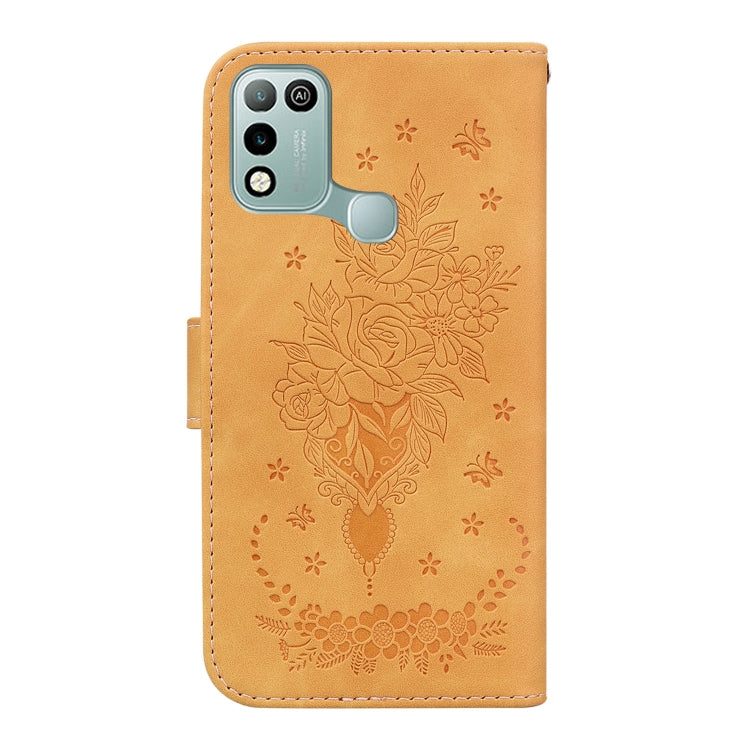 For Infinix Hot 10 Play / Smart 5 India Butterfly Rose Embossed Leather Phone Case
