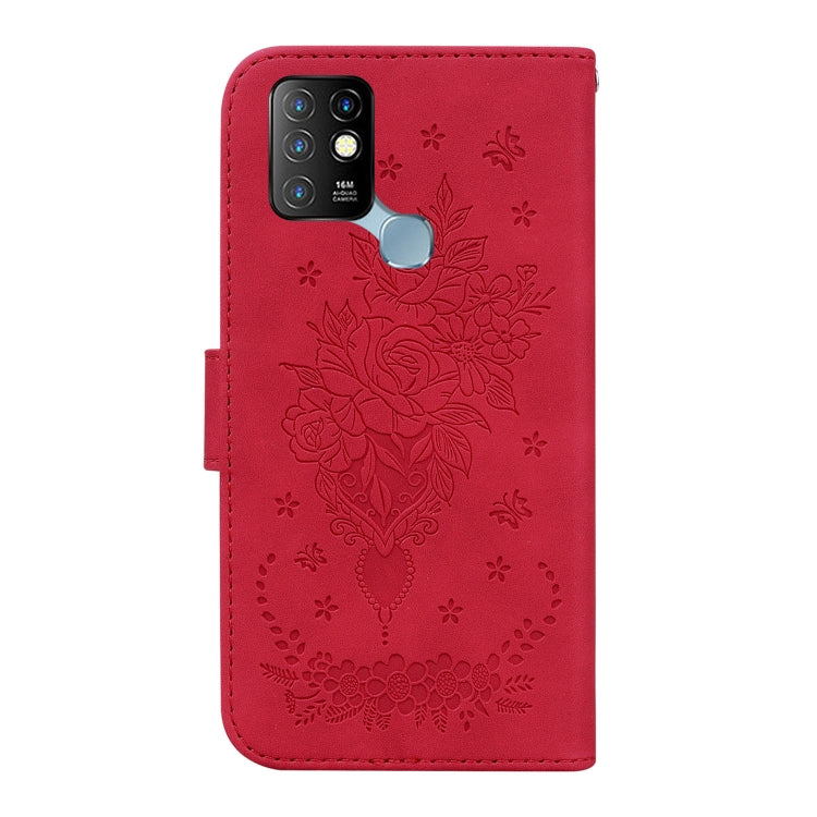 For Infinix Hot 10 X682 Butterfly Rose Embossed Leather Phone Case