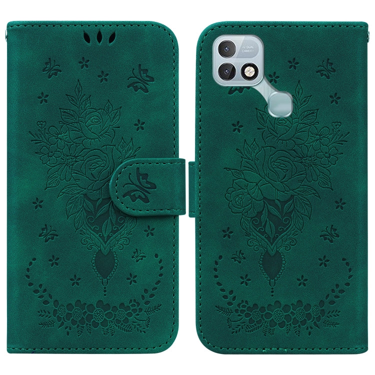 For Infinix Hot 10i / Smart 5 Pro Butterfly Rose Embossed Leather Phone Case