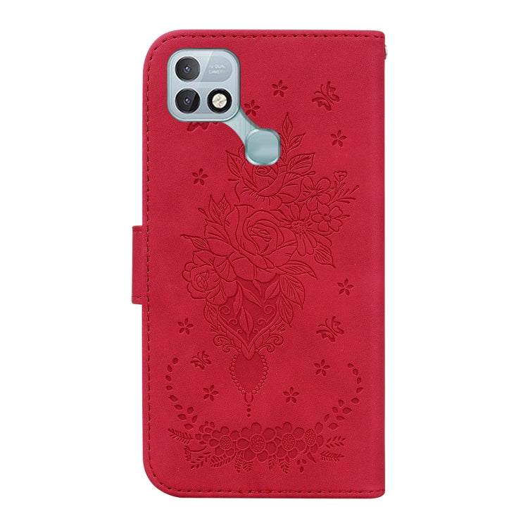 For Infinix Hot 10i / Smart 5 Pro Butterfly Rose Embossed Leather Phone Case