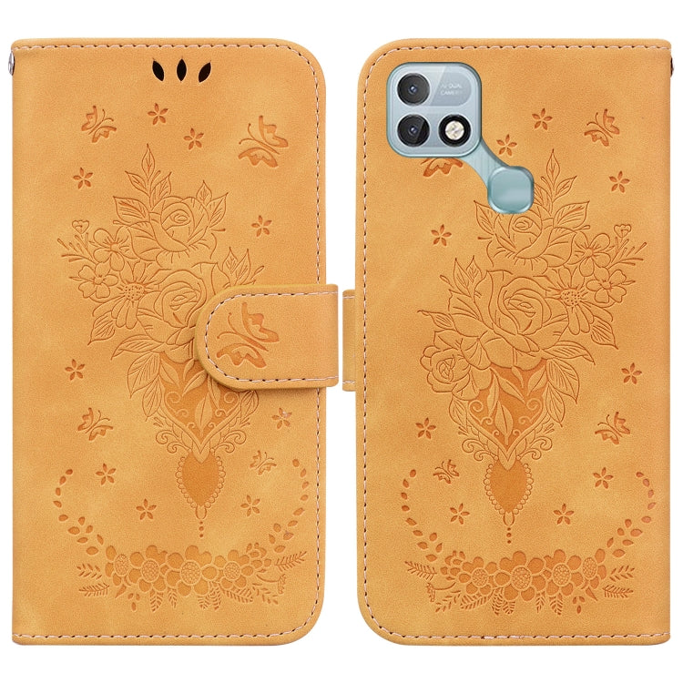 For Infinix Hot 10i / Smart 5 Pro Butterfly Rose Embossed Leather Phone Case