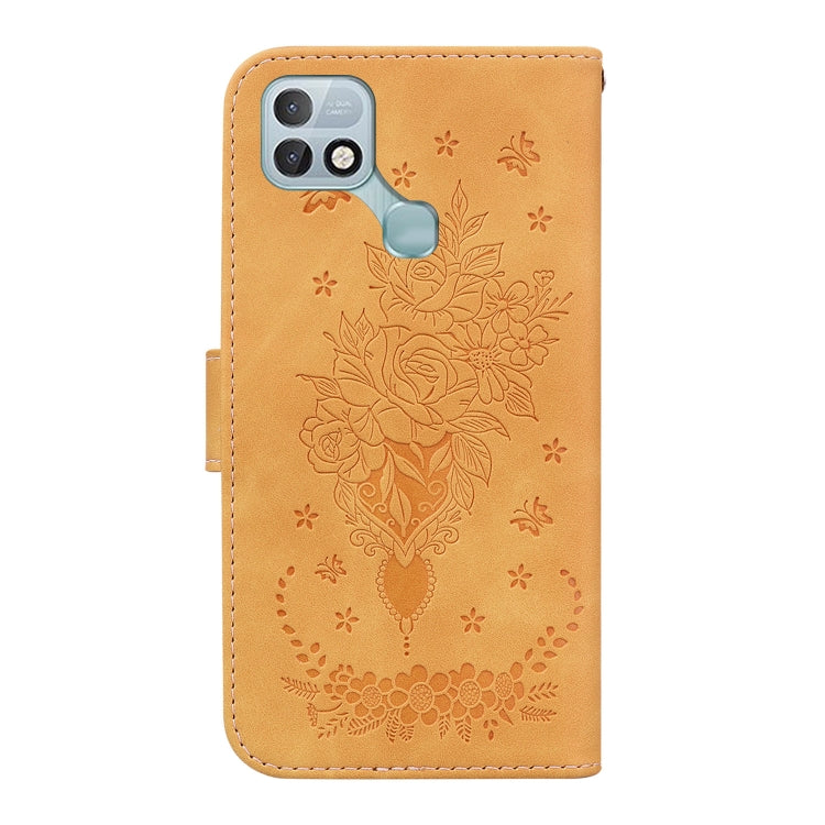 For Infinix Hot 10i / Smart 5 Pro Butterfly Rose Embossed Leather Phone Case