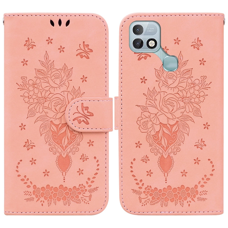 For Infinix Hot 10i / Smart 5 Pro Butterfly Rose Embossed Leather Phone Case