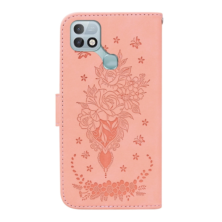 For Infinix Hot 10i / Smart 5 Pro Butterfly Rose Embossed Leather Phone Case