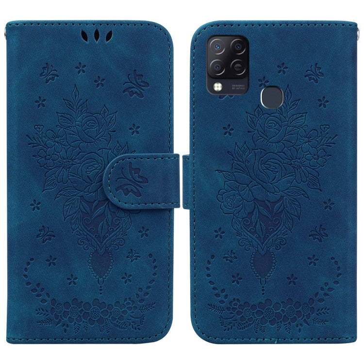 For Infinix Hot 10s / Hot 10T Butterfly Rose Embossed Leather Phone Case