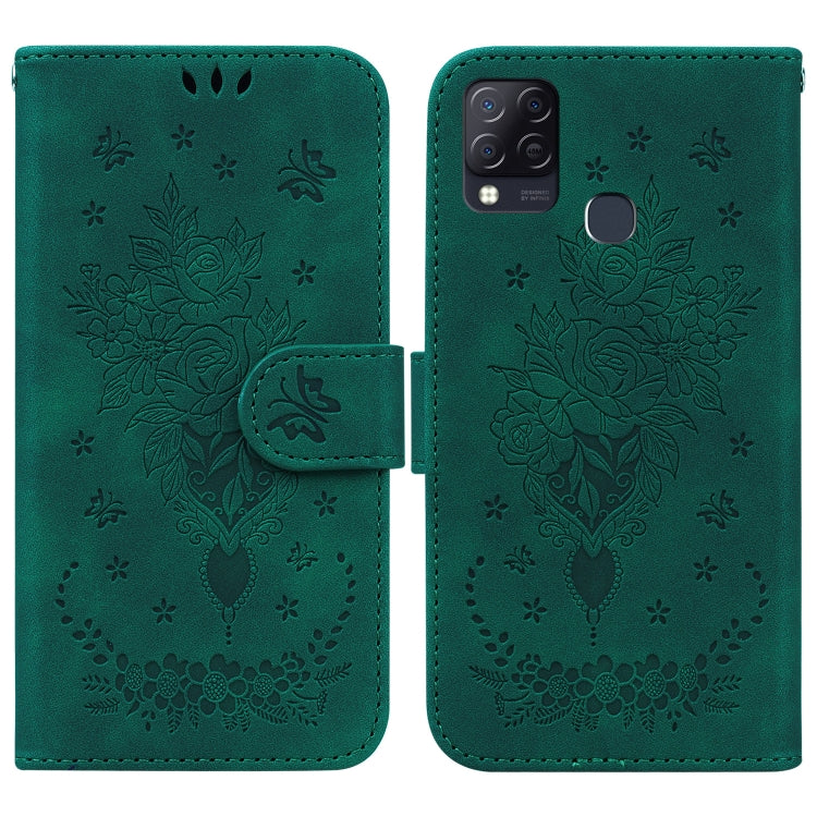 For Infinix Hot 10s / Hot 10T Butterfly Rose Embossed Leather Phone Case