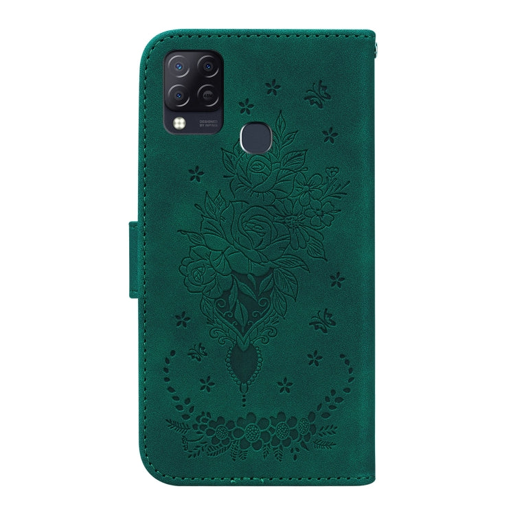 For Infinix Hot 10s / Hot 10T Butterfly Rose Embossed Leather Phone Case