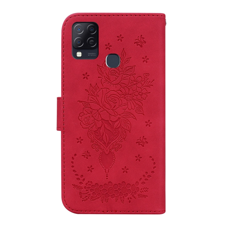 For Infinix Hot 10s / Hot 10T Butterfly Rose Embossed Leather Phone Case
