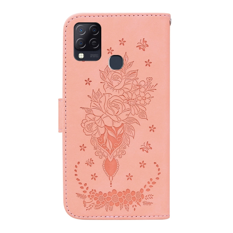 For Infinix Hot 10s / Hot 10T Butterfly Rose Embossed Leather Phone Case