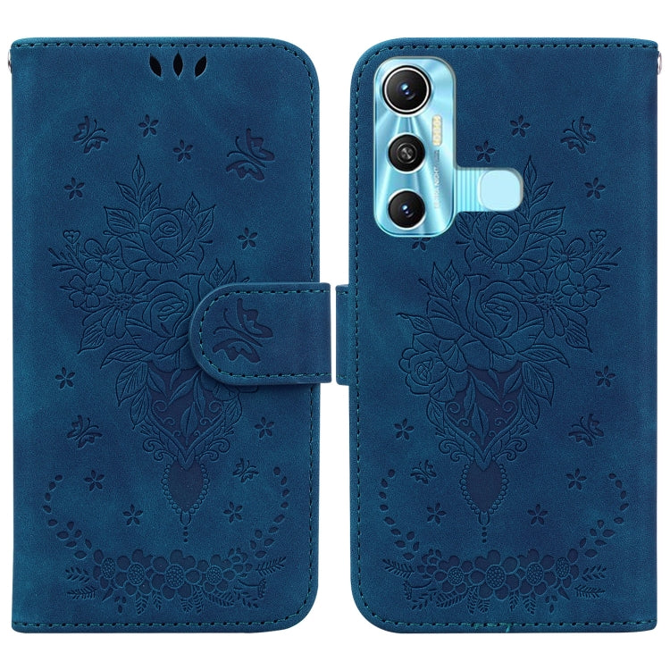 For Infinix Hot 11 X662 Butterfly Rose Embossed Leather Phone Case
