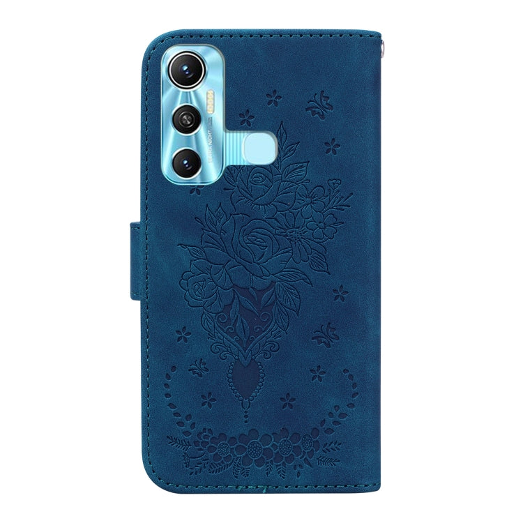 For Infinix Hot 11 X662 Butterfly Rose Embossed Leather Phone Case