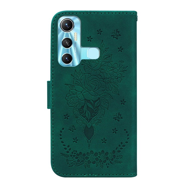 For Infinix Hot 11 X662 Butterfly Rose Embossed Leather Phone Case