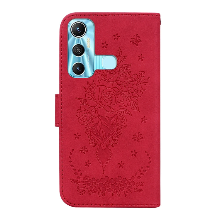 For Infinix Hot 11 X662 Butterfly Rose Embossed Leather Phone Case