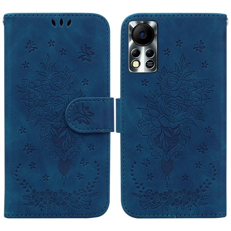 For Infinix Hot 11s NFC X6812B Butterfly Rose Embossed Leather Phone Case