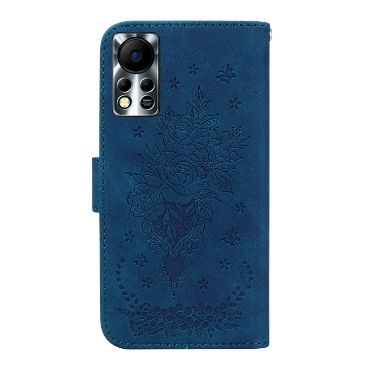 For Infinix Hot 11s NFC X6812B Butterfly Rose Embossed Leather Phone Case