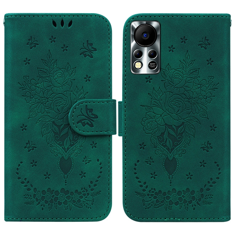 For Infinix Hot 11s NFC X6812B Butterfly Rose Embossed Leather Phone Case