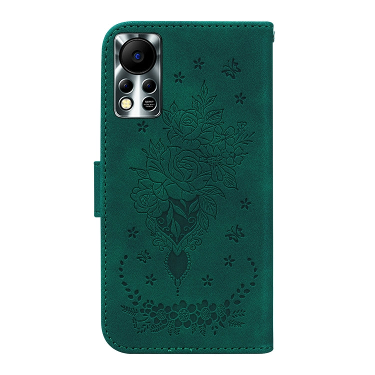 For Infinix Hot 11s NFC X6812B Butterfly Rose Embossed Leather Phone Case