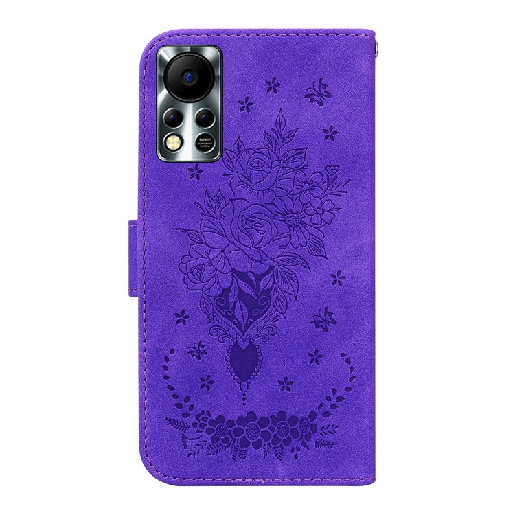 For Infinix Hot 11s NFC X6812B Butterfly Rose Embossed Leather Phone Case