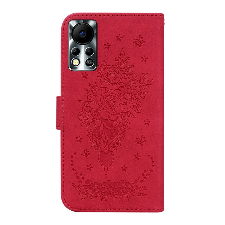 For Infinix Hot 11s NFC X6812B Butterfly Rose Embossed Leather Phone Case