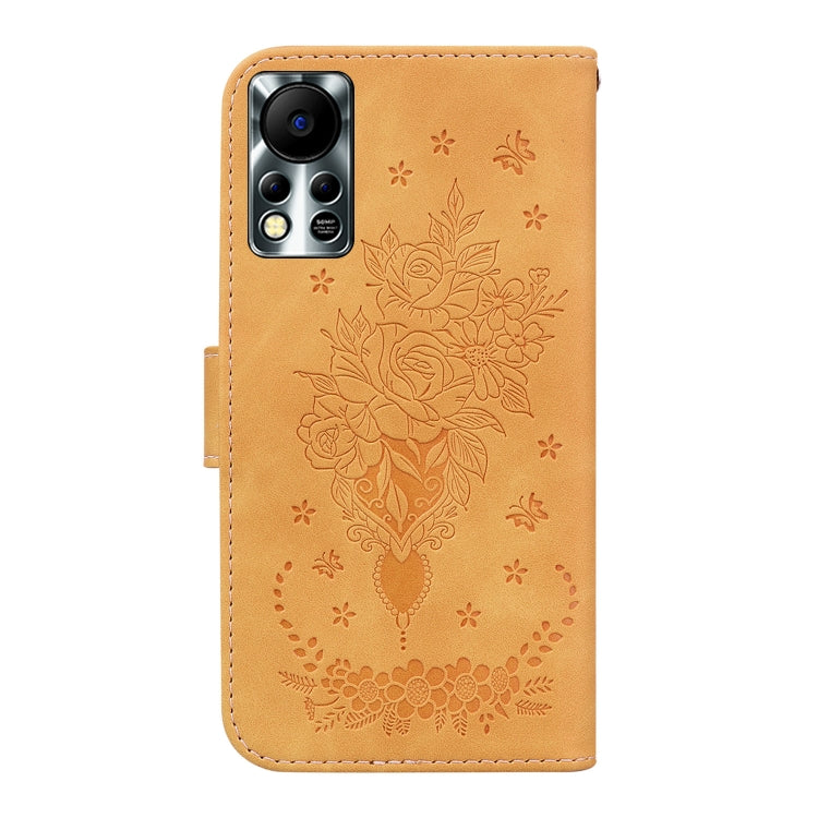 For Infinix Hot 11s NFC X6812B Butterfly Rose Embossed Leather Phone Case