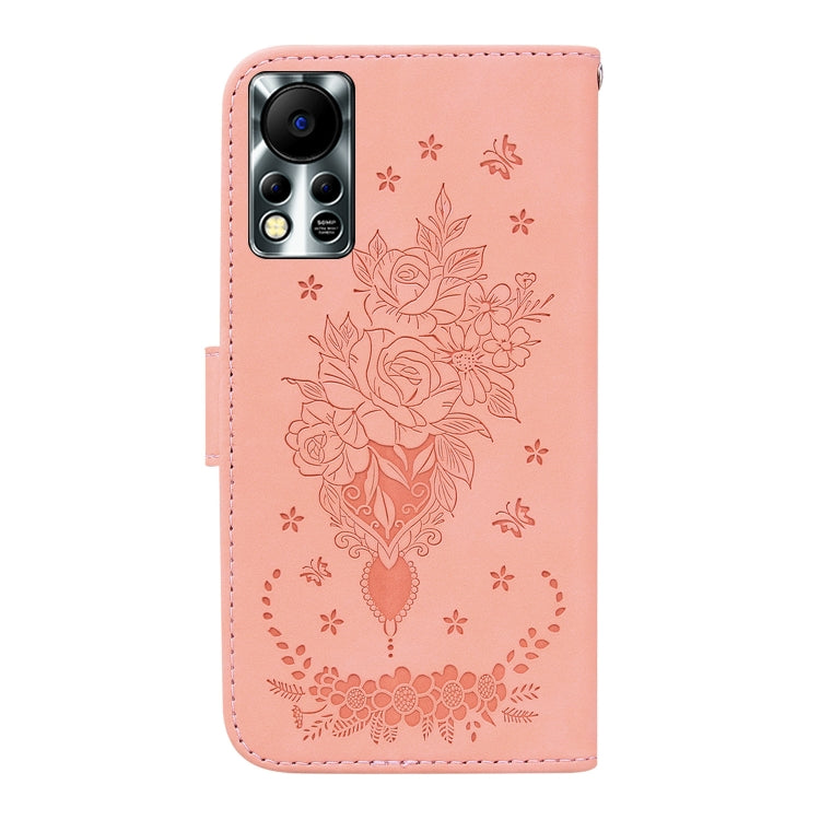 For Infinix Hot 11s NFC X6812B Butterfly Rose Embossed Leather Phone Case