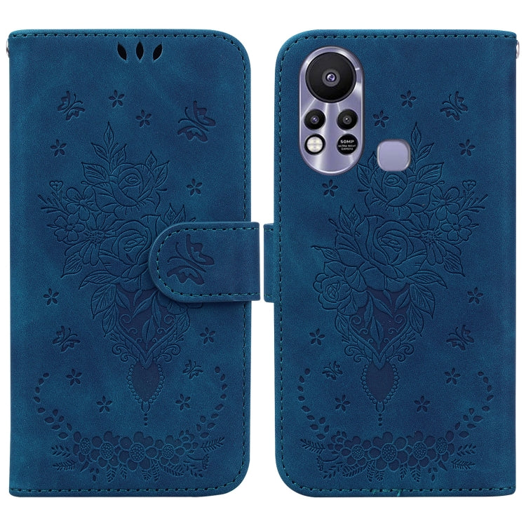 For Infinix Hot 11s X6812 Butterfly Rose Embossed Leather Phone Case