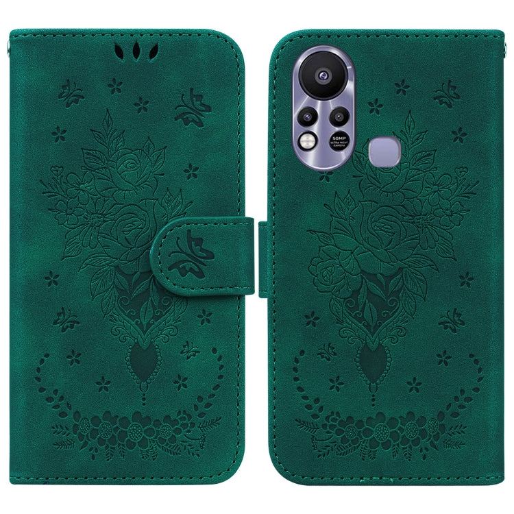 For Infinix Hot 11s X6812 Butterfly Rose Embossed Leather Phone Case