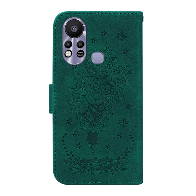 For Infinix Hot 11s X6812 Butterfly Rose Embossed Leather Phone Case
