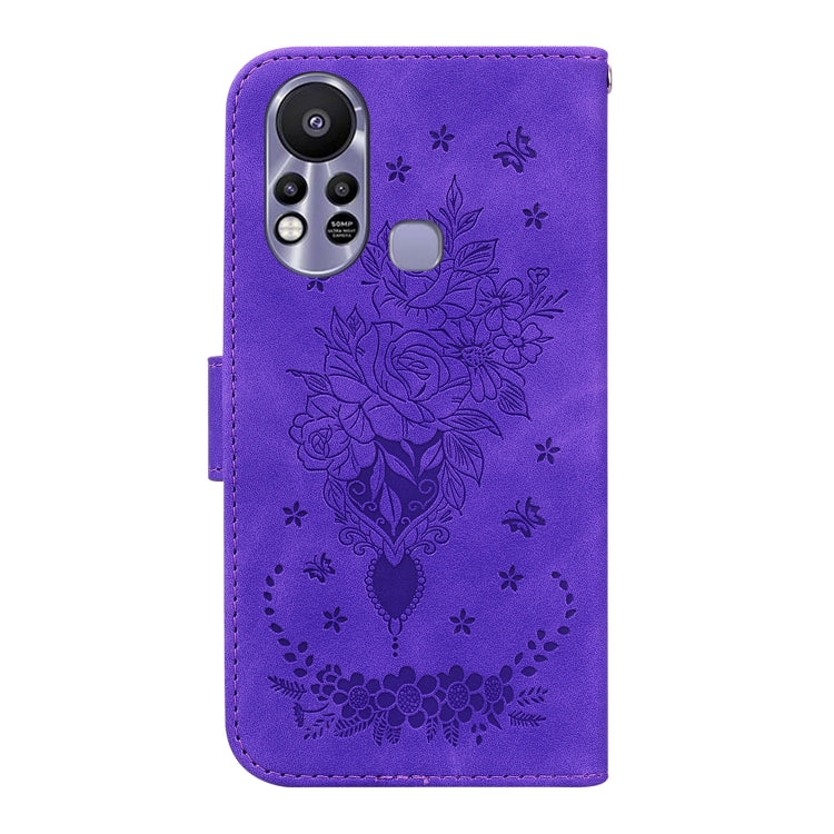 For Infinix Hot 11s X6812 Butterfly Rose Embossed Leather Phone Case