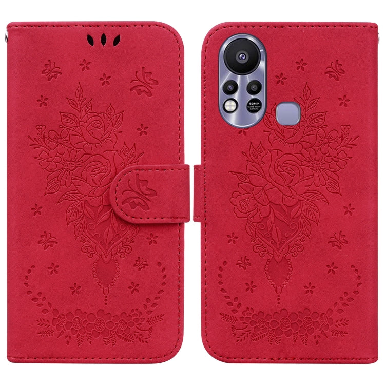 For Infinix Hot 11s X6812 Butterfly Rose Embossed Leather Phone Case
