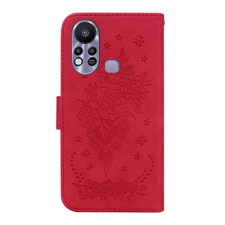 For Infinix Hot 11s X6812 Butterfly Rose Embossed Leather Phone Case